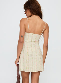 back view of model wearing Princess Polly Peppie Mini Dress Multi Floral Sweetheart Neckline 