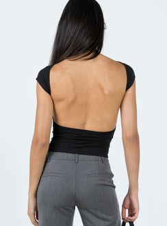 product Princess Polly Short Sleeves Square Neck  Rosalinda Top Black Lower Impact