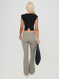back view of model wearing Princess Polly Mitsuki Mid Rise Pants Grey 