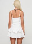 back view of model wearing Princess Polly Jazzmin Mini Dress White Square Neck 