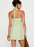 Mallorie Halter Mini Dress Green Check