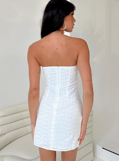 product Princess Polly Asymmetric Neckline  Kesy Bow Tie Mini Dress White Anglaise