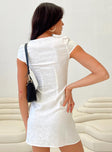 Front view of model wearing  front Princess Polly Square Neck  Andee Mini Dress White