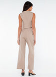 Front view of model wearing  front Princess Polly High Waisted Pants  Murison Pants Beige