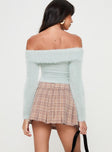 back view of model wearing Princess Polly Closer To You Low Waist Mini Skirt Brown Check Mini Skirts 