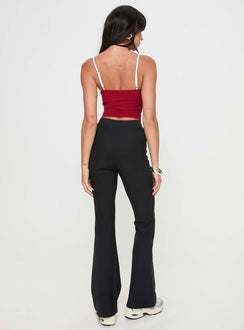 back view of model wearing Princess Polly Vasquez Flared Pants Black High Waisted Pants 