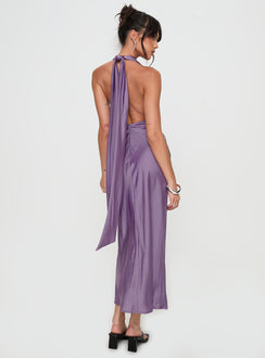 back view of model wearing Princess Polly Acesa Maxi Dress Mauve Plunger 
