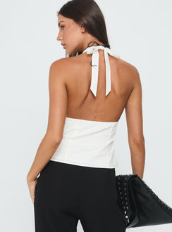 Zailah Halter Buckle Detail Top White