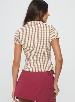 Arla Blouse Brown Check
