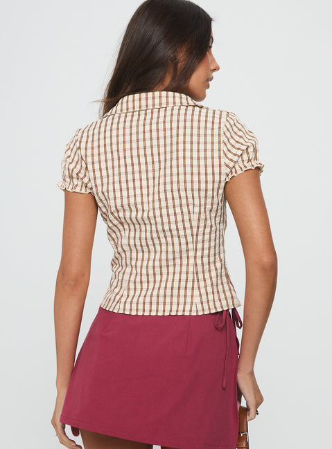 Arla Blouse Brown Check