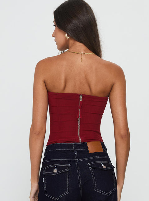 Oscuro Longline Mesh Corset Top Berry