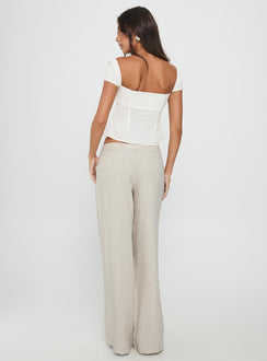 back view of model wearing Princess Polly Syrena Tailored Wide Leg Pant Natural Mid Rise Pants 
