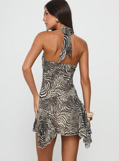 Valorie Halter Mini Dress Zebra