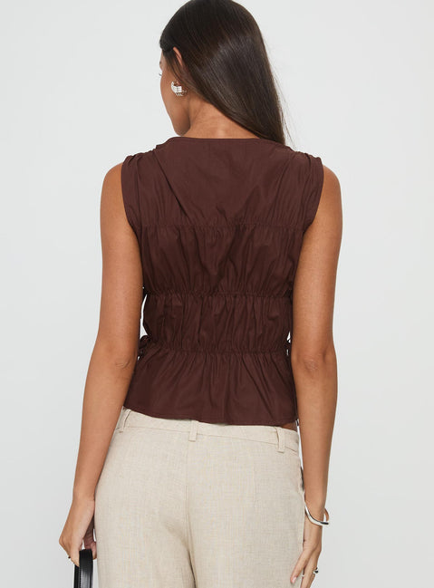 Endless Summers Tie Side Top Chocolate