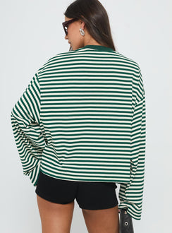 Bloom Long Sleeve Top Moss Stripe