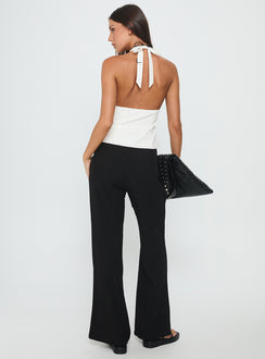 back view of model wearing Princess Polly Ambient Wide Leg Pant Black High Waisted Pants 