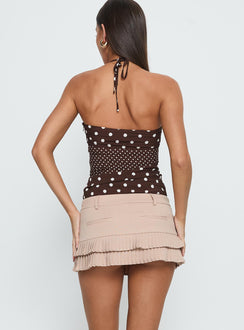 Deei Double Ruffle Mini Skort Beige