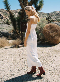 back view of model wearing Princess Polly Ematie Maxi Dress White Square Neck 