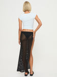 Black skirt Wrap style, crochet material, tie fastening, high split in hem