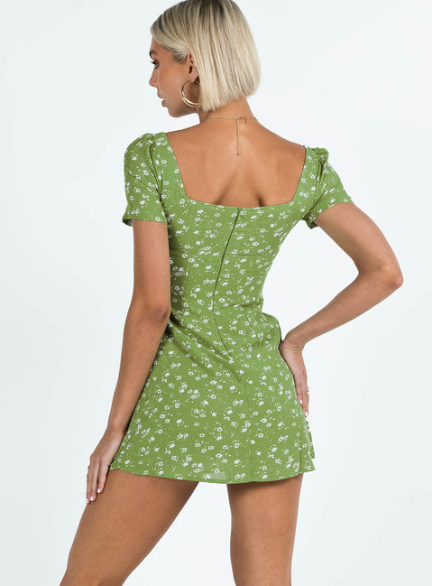 product Princess Polly Square Neck  Hastings Mini Dress Olive Green Floral