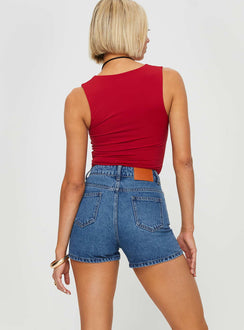 Tropicana Denim Shorts Mid Wash Petite