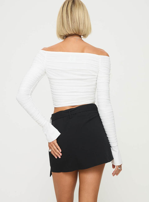 back view of model wearing Princess Polly Lawyer Up Mini Skirt Black Mini Skirts 