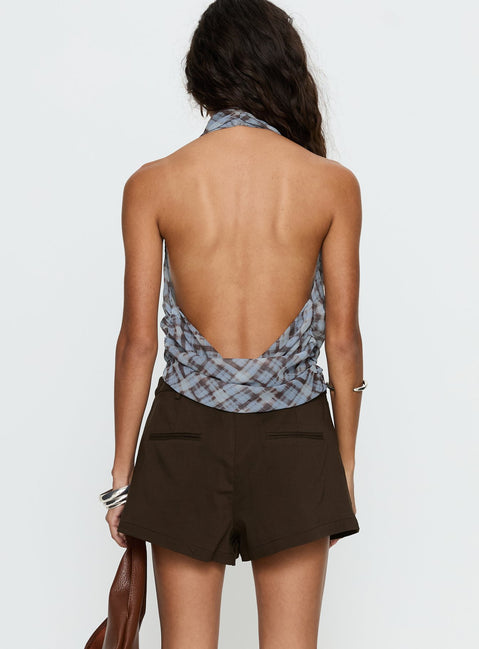 Amzie Tailored Mini Shorts Brown