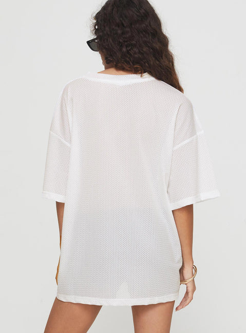back view of model wearing Princess Polly Brynne Top White Three Fourth Sleeves V-Neck 