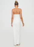 back view of model wearing Princess Polly Mercer Linen Blend Maxi Skirt White Maxi 