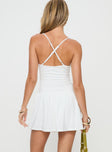 back view of model wearing Princess Polly Barlowe Mini Dress White Square Neck 