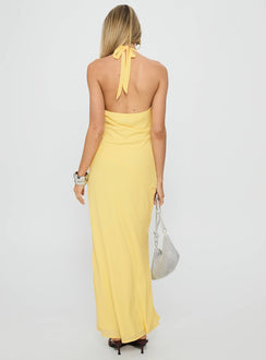 Ocean Boulevard Plunge Maxi Dress Lemon