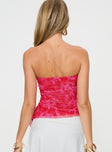 back view of model wearing Princess Polly Sturgess Strapless Top Red Sleeveless straight 