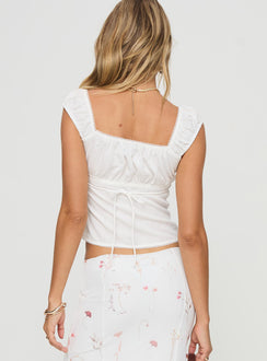back view of model wearing Princess Polly Thaliah Top White Sleeveless Square Neck 