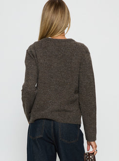 back view of model wearing Princess Polly Better Than Fiction Cardigan Mocha Cropped Jumpers 