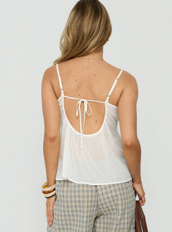 Bernadetta Flowy Babydoll Tie Back Top White
