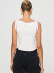 back view of model wearing Princess Polly Casado Top White Sleeveless Boat Neck 