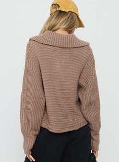 Praiano Button Front Collared Sweater Latte