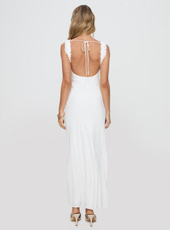 back view of model wearing Princess Polly Lillette Maxi Dress White Sweetheart Neckline 