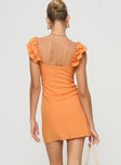 Orange mini dress Cap sleeve, scooped neckline