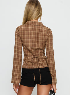Arianwyn Long Sleeve Shirt Brown Check