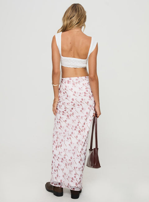 back view of model wearing Princess Polly Battaglie Maxi Skirt Multi Maxi 
