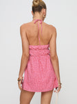 back view of model wearing Princess Polly Riverhead Mini Dress Multi Plunger 