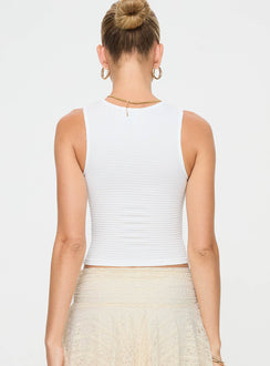 back view of model wearing Princess Polly Oh So Sweet Top White Sleeveless Crew Neck 
