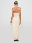 back view of model wearing Princess Polly Jacintha Maxi Skirt Cream Maxi 