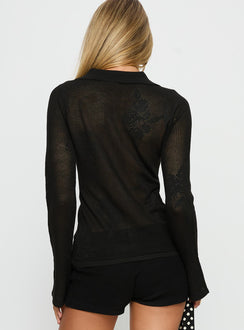 Marcita Floral Knit Longline Shirt Black