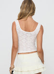 back view of model wearing Princess Polly Boucher Top White Sleeveless V-Neck 