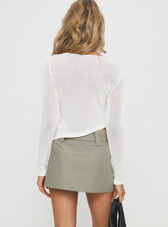 back view of model wearing Princess Polly Pratt Long Sleeve Top White Full Sleeves Boat Neck 