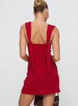 back view of model wearing Princess Polly Steward Mini Dress Red Plunger 