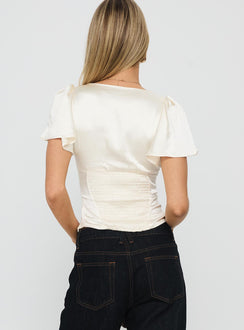 Sun Will Rise Tie Detail Top Cream