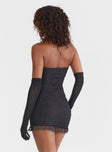 product Princess Polly Asymmetric Neckline  Druitt Strapless Mini Dress Black